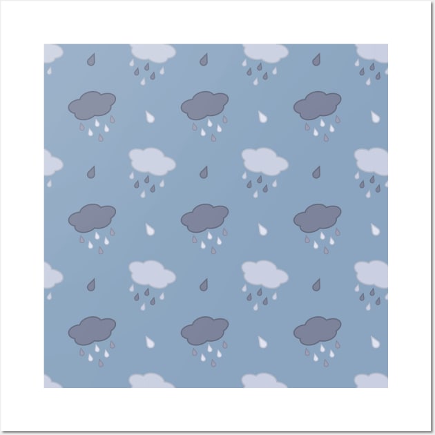 Rain Cloud Pattern in Blue Wall Art by Kelly Gigi